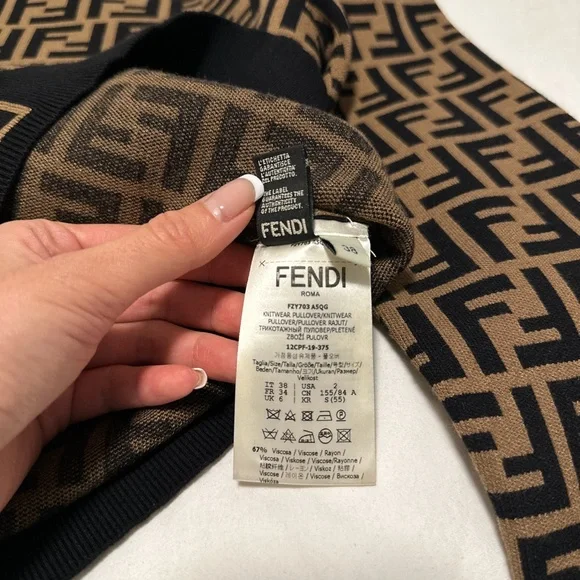 Viscose Sueteres Fendi Pull Diagonal FF Viscose Sweater Top